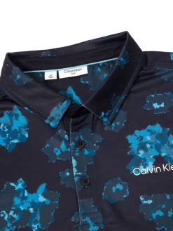 Calvin Klein Cyber Floral Print Polo Shirt - Navy