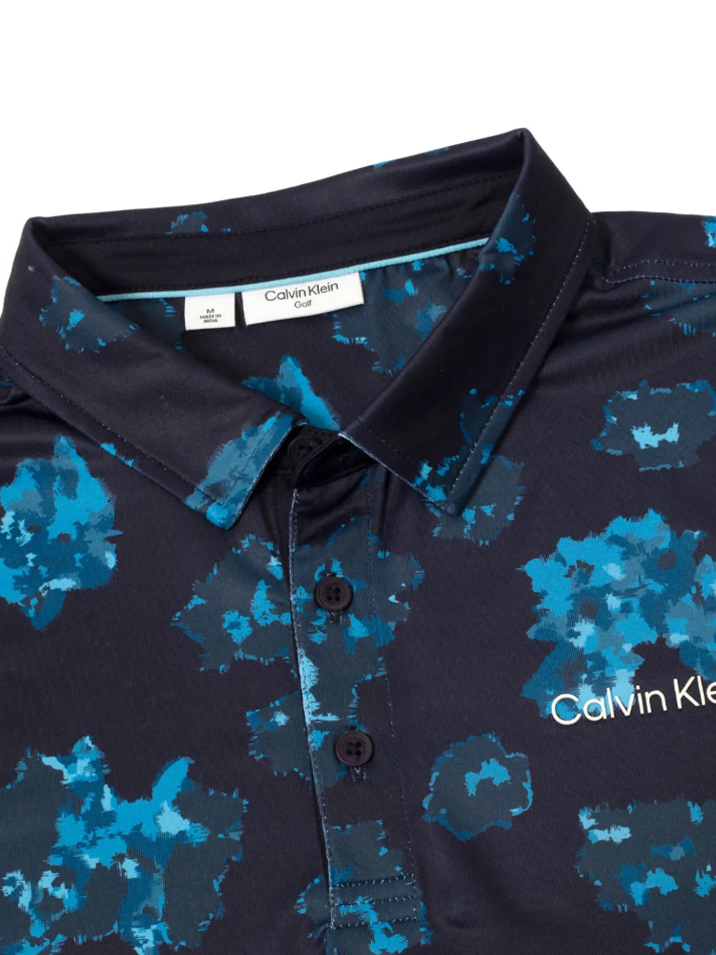 Calvin Klein Cyber Floral Print Polo Shirt - Navy
