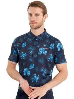 Calvin Klein Cyber Floral Print Polo Shirt - Navy
