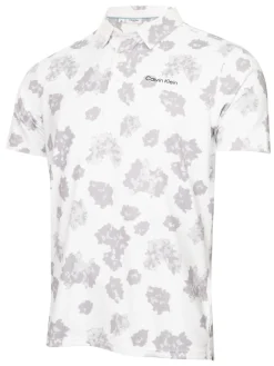 Calvin Klein Cyber Floral Print Polo Shirt - White