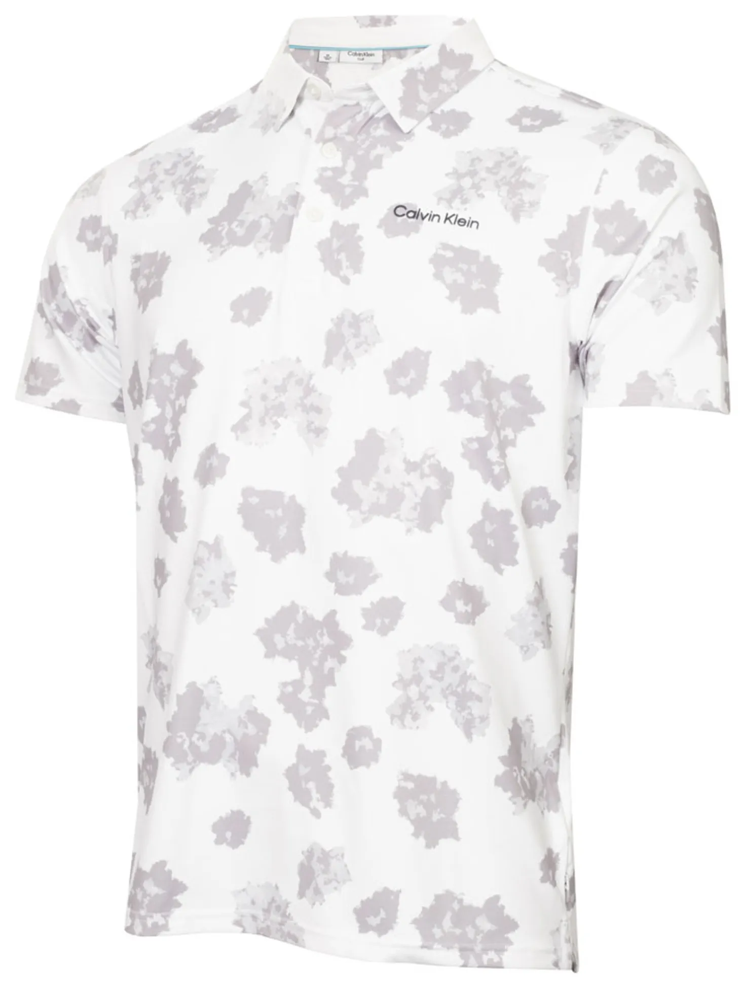 Calvin Klein Cyber Floral Print Polo Shirt - White