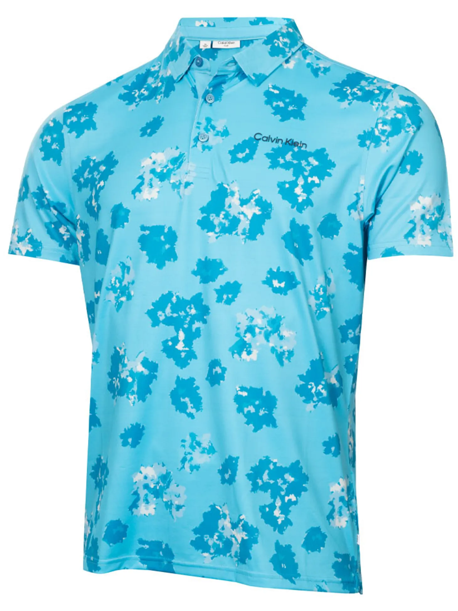 Calvin Klein Cyber Floral Print Polo Shirt - Aquarius