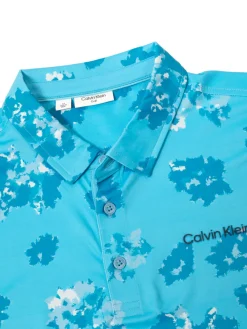 Calvin Klein Cyber Floral Print Polo Shirt - Aquarius