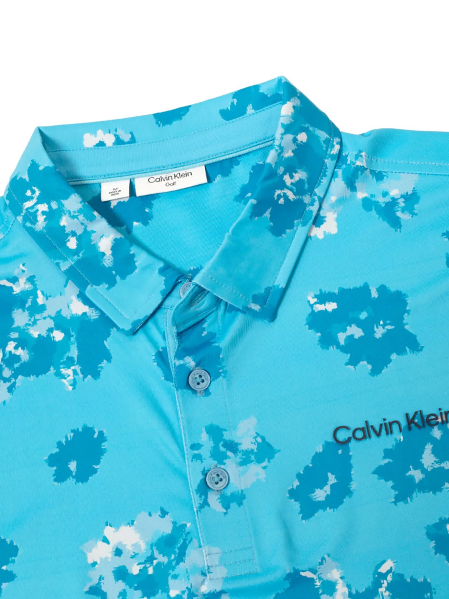 Calvin Klein Cyber Floral Print Polo Shirt - Aquarius
