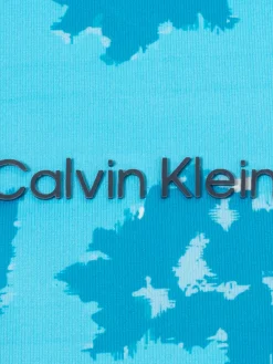 Calvin Klein Cyber Floral Print Polo Shirt - Aquarius