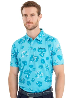 Calvin Klein Cyber Floral Print Polo Shirt - Aquarius