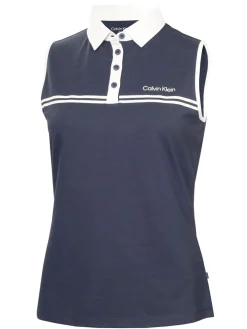 Calvin Klein Womens Bellevue Sleeveless Polo Shirt - Navy