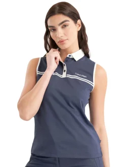 Calvin Klein Womens Bellevue Sleeveless Polo Shirt - Navy