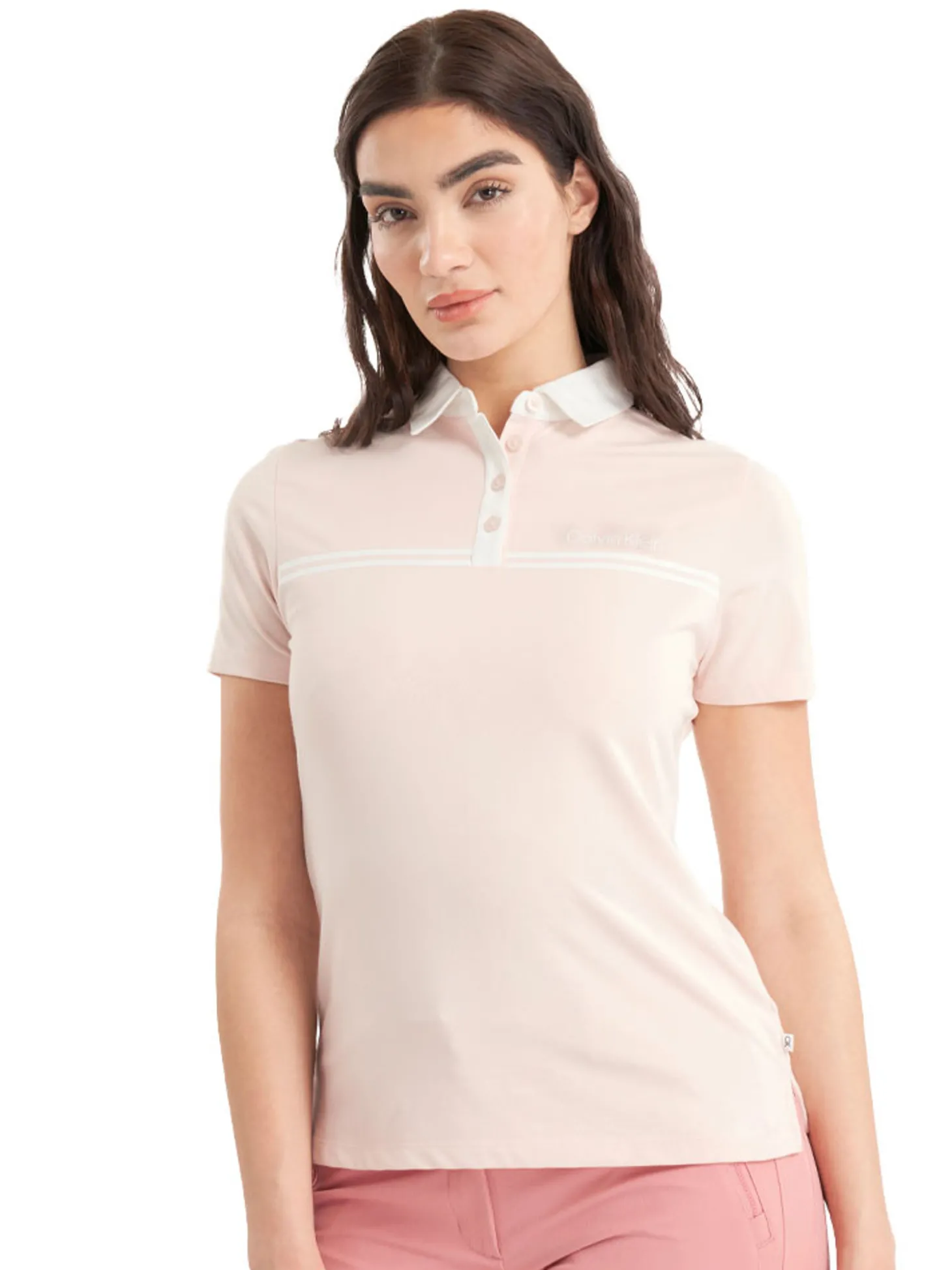 Calvin Klein Womens Bellevue Polo Shirt - Shell Pink