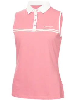 Calvin Klein Womens Bellevue Sleeveless Polo Shirt - Powder Pink