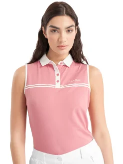 Calvin Klein Womens Bellevue Sleeveless Polo Shirt - Powder Pink