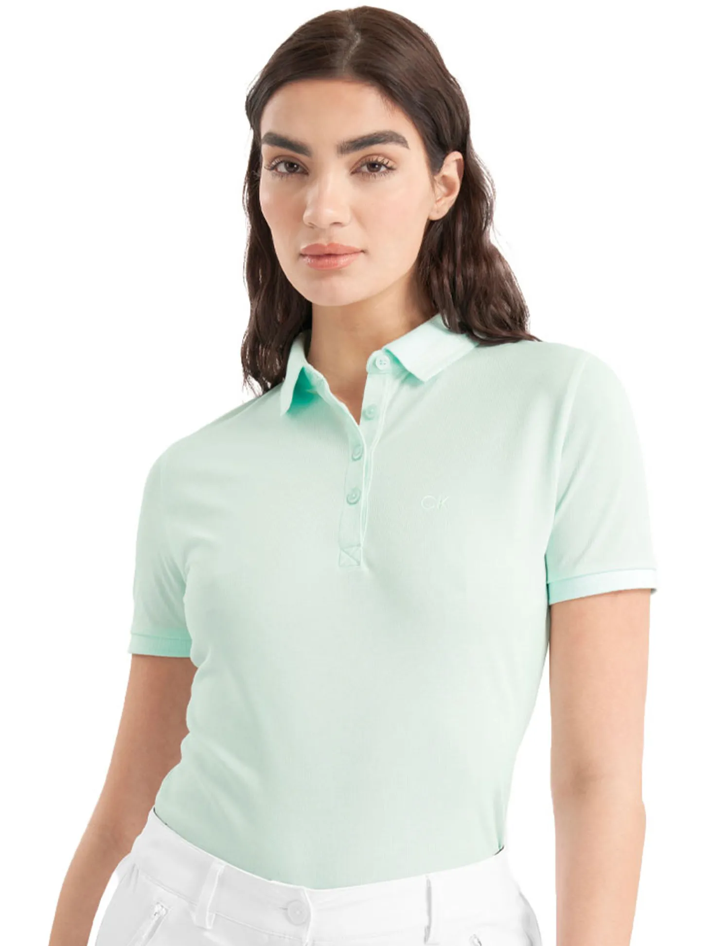 Calvin Klein Womens Brightmeadow Polo Shirt - Light Jade