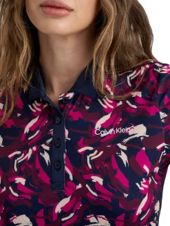 Calvin Klein Womens Brushstroke Printed Polo - Brushstroke Print