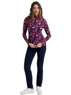 Calvin Klein Womens Dakota Quarter Zip Top - Brushstroke Print