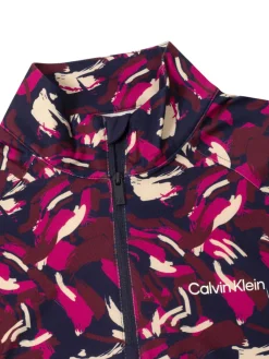 Calvin Klein Womens Dakota Quarter Zip Top - Brushstroke Print