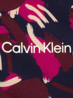 Calvin Klein Womens Dakota Quarter Zip Top - Brushstroke Print