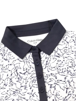 Calvin Klein Womens Harmony Printed Polo Shirt - White