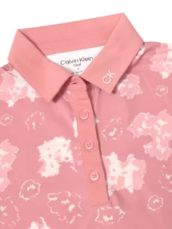 Calvin Klein Womens Harmony Printed Sleeveless Polo Shirt - Powder Pink