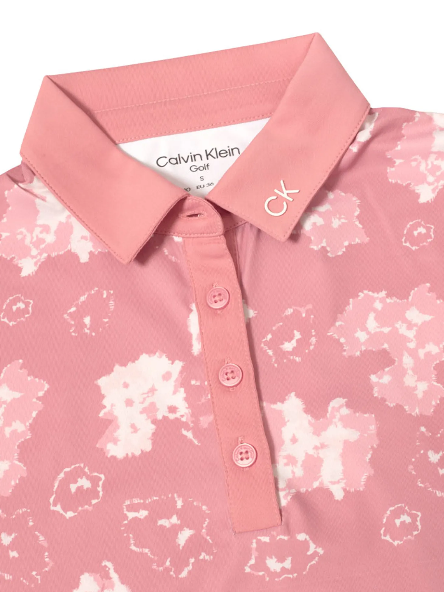 Calvin Klein Womens Harmony Printed Sleeveless Polo Shirt - Powder Pink