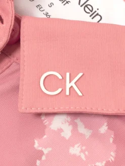 Calvin Klein Womens Harmony Printed Sleeveless Polo Shirt - Powder Pink