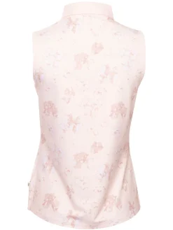 Calvin Klein Womens Harmony Printed Sleeveless Polo Shirt - Shell Pink