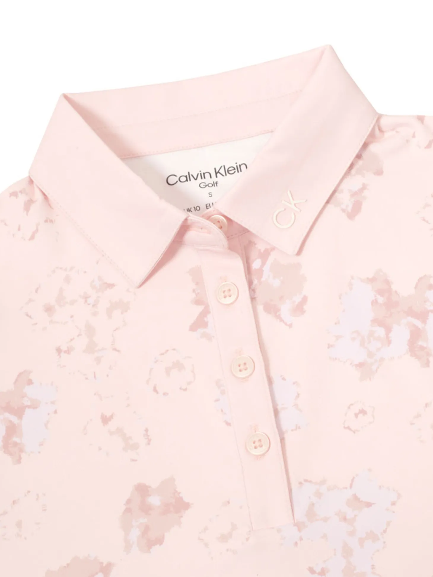 Calvin Klein Womens Harmony Printed Sleeveless Polo Shirt - Shell Pink