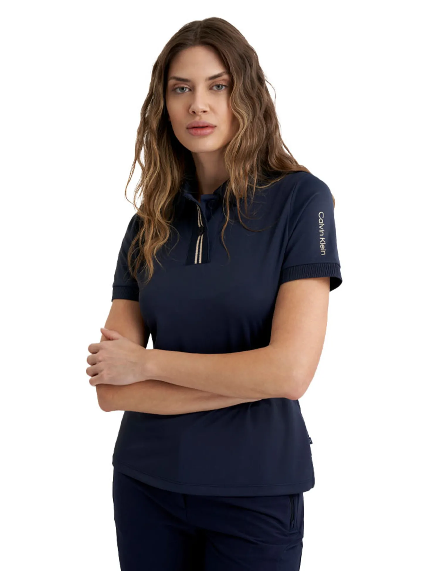 Calvin Klein Womens Layla Short Sleeve Polo - Navy