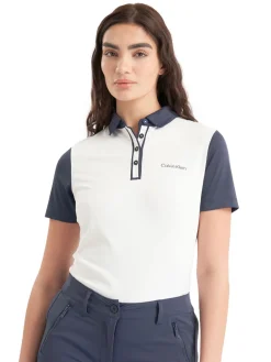 Calvin Klein Womens Leigh Polo Shirt - White/Navy