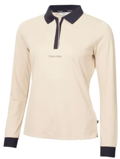 Calvin Klein Womens Mila Long Sleeve Polo - Tapioca