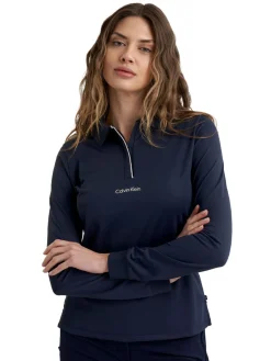 Calvin Klein Womens Mila Long Sleeve Polo - Navy