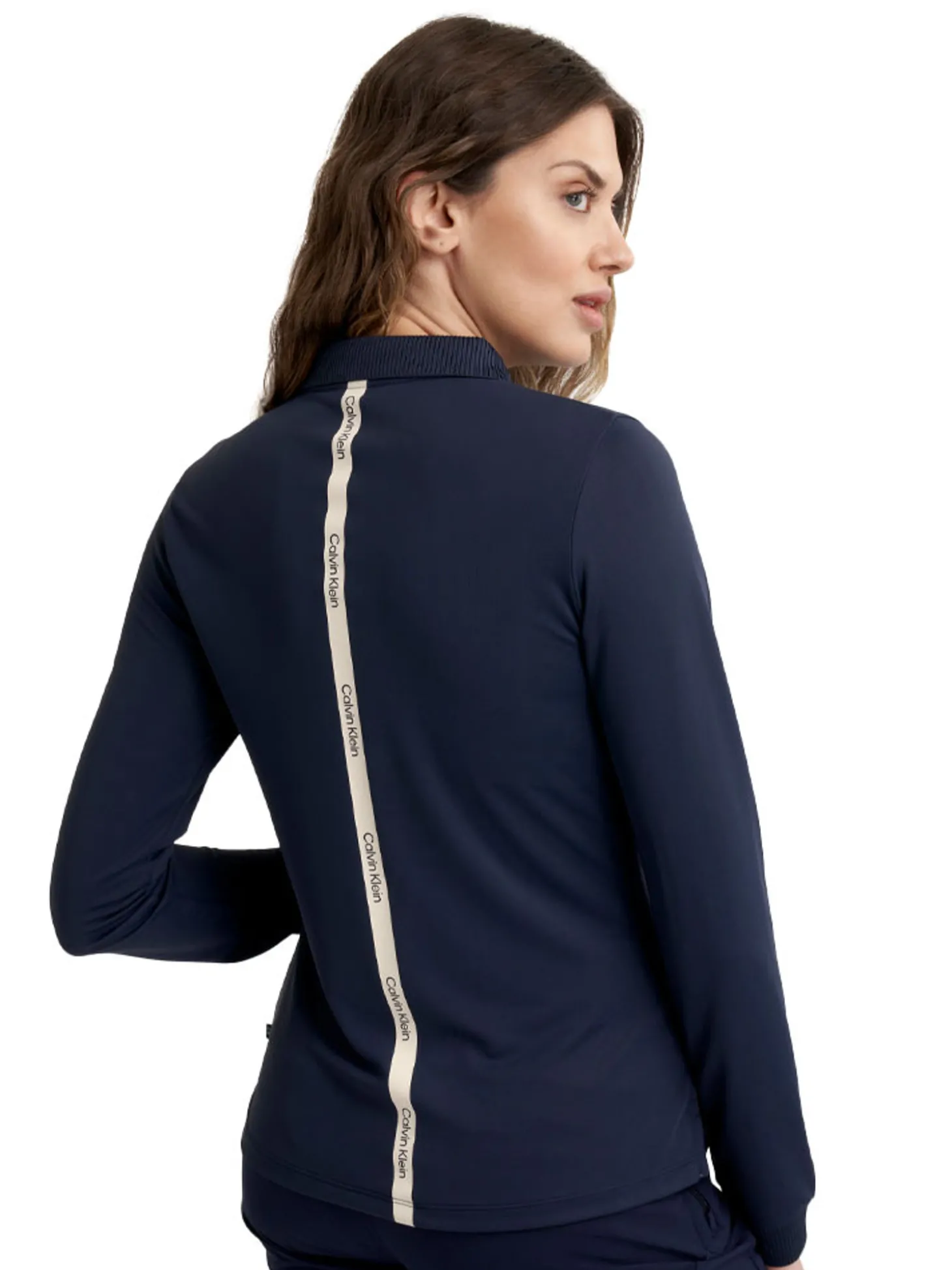 Calvin Klein Womens Mila Long Sleeve Polo - Navy