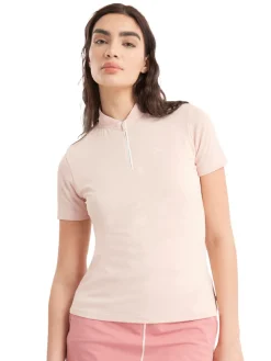 Calvin Klein Womens Tattler Mock Neck Top - Shell Pink