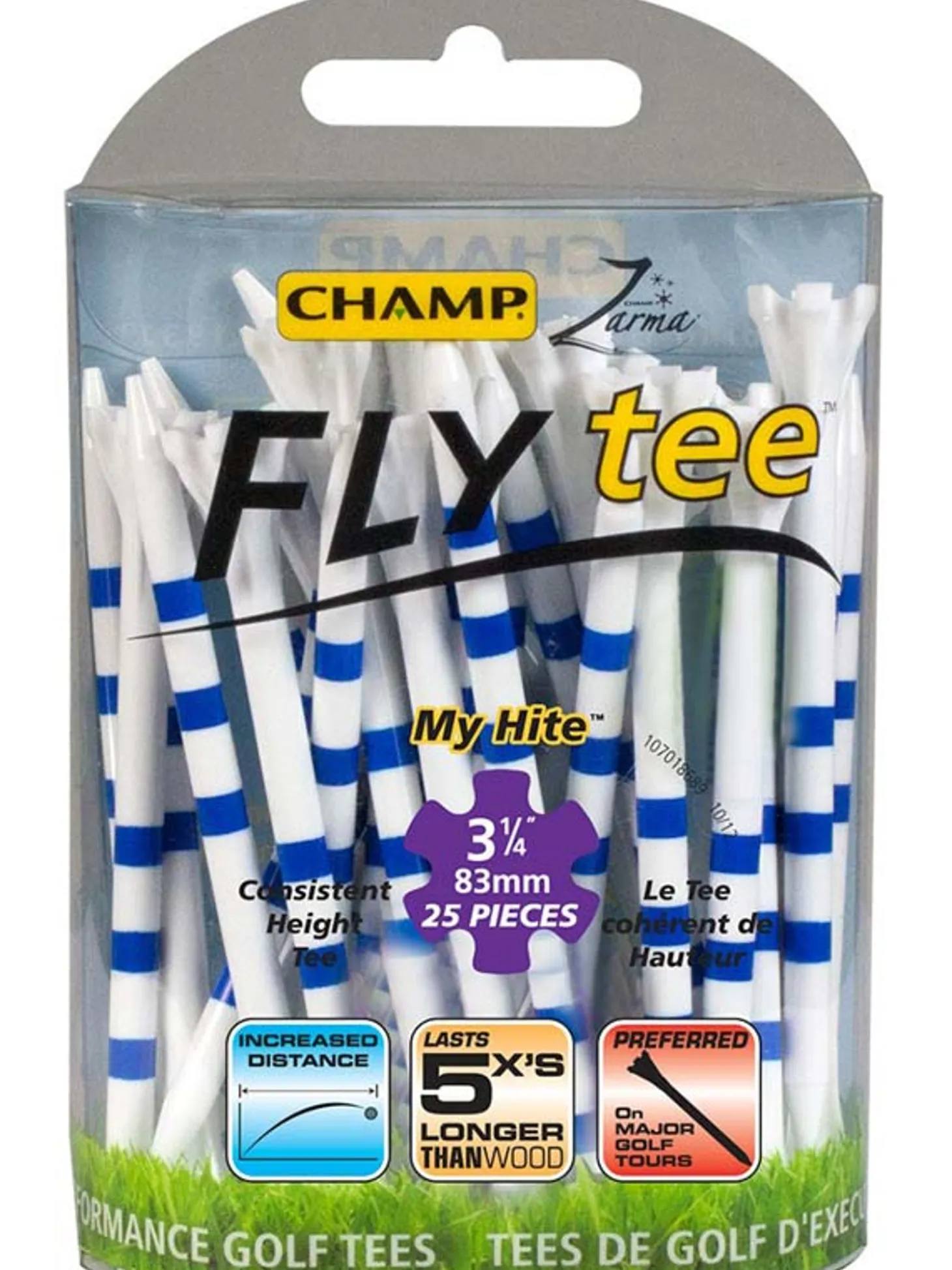CHAMP FLYtee MyHite 25 Pack 3.25 Inches White/Blue