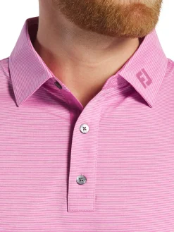 FootJoy Heather Stripe Lisle Polo Shirt - Pink
