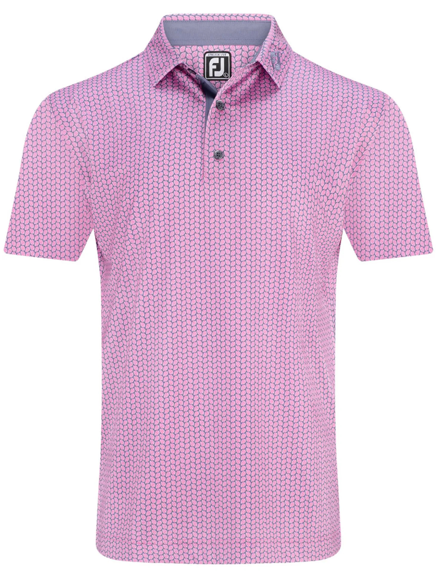 FootJoy Leaf Print Lisle Polo Shirt - Pink/Purple Dusk