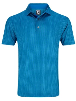 FootJoy Leaf Print Lisle Polo Shirt - Emerald/Blue