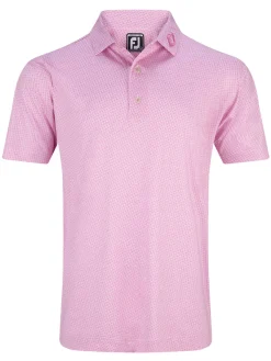 FootJoy Pinwheel Print Lisle Polo Shirt (Athletic Fit) - Pink/White