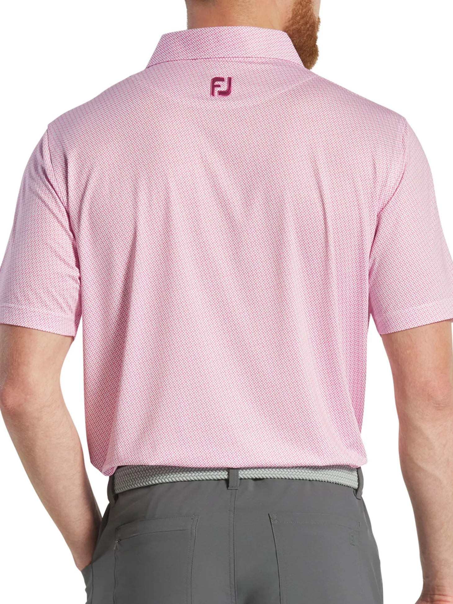 FootJoy Pinwheel Print Lisle Polo Shirt (Athletic Fit) - Pink/White
