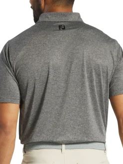 FootJoy Scottish Town Print Lisle Polo Shirt (Athletic Fit) - Charcoal/Black