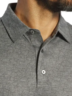 FootJoy Scottish Town Print Lisle Polo Shirt (Athletic Fit) - Charcoal/Black