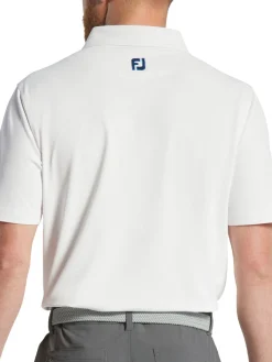 FootJoy Solid Stretch Pique With Floral Trim Polo Shirt (Athletic Fit) - White