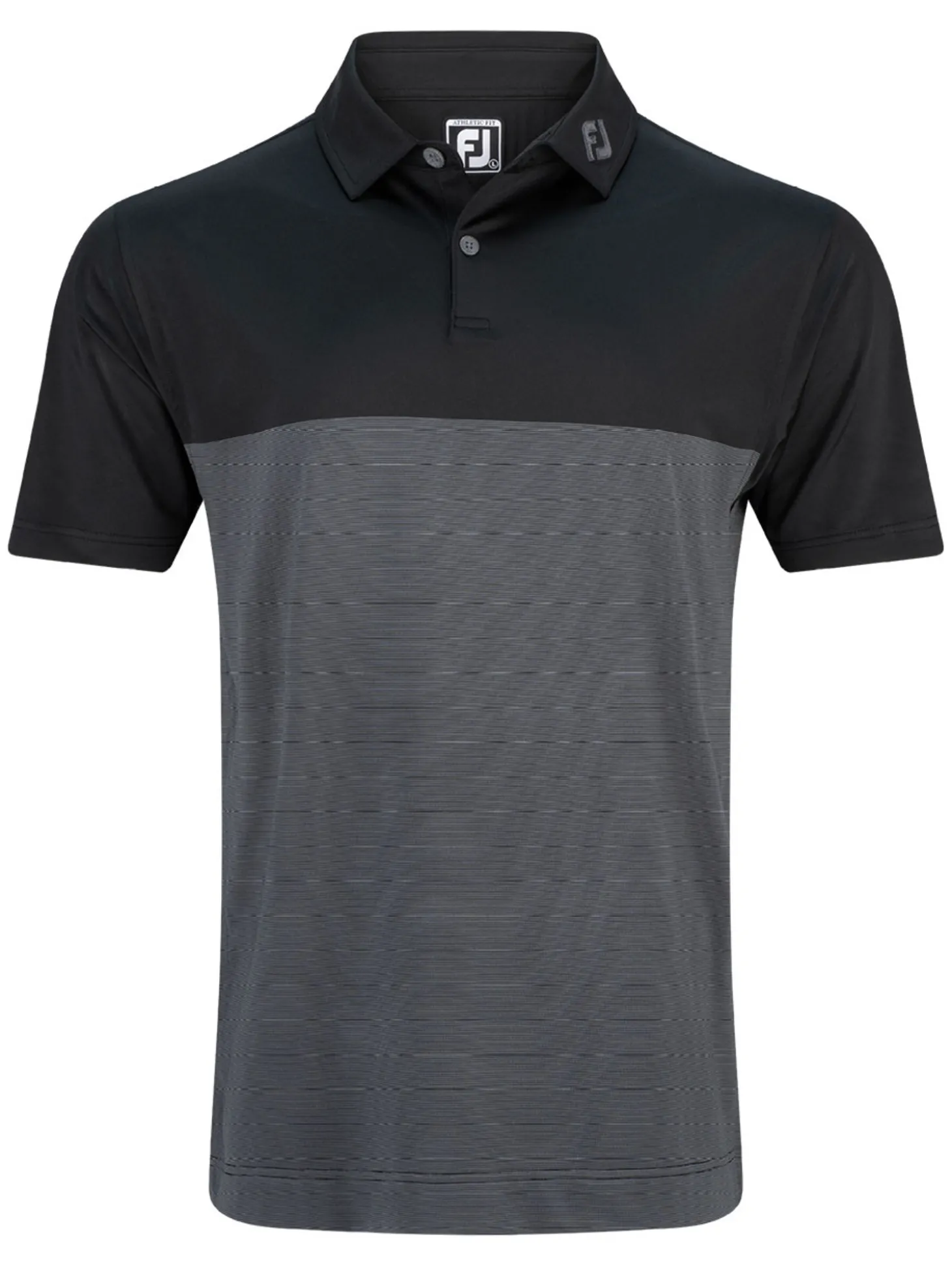 FootJoy Tonal Block Lisle Polo Shirt (Athletic Fit) - Black
