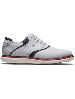 FootJoy Traditions Energy Golf Shoes - White/Navy/Red