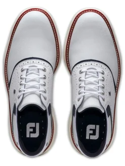 FootJoy Traditions Energy Golf Shoes - White/Navy/Red
