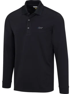 Greg Norman Long Sleeve Pique Shark Polo - Black