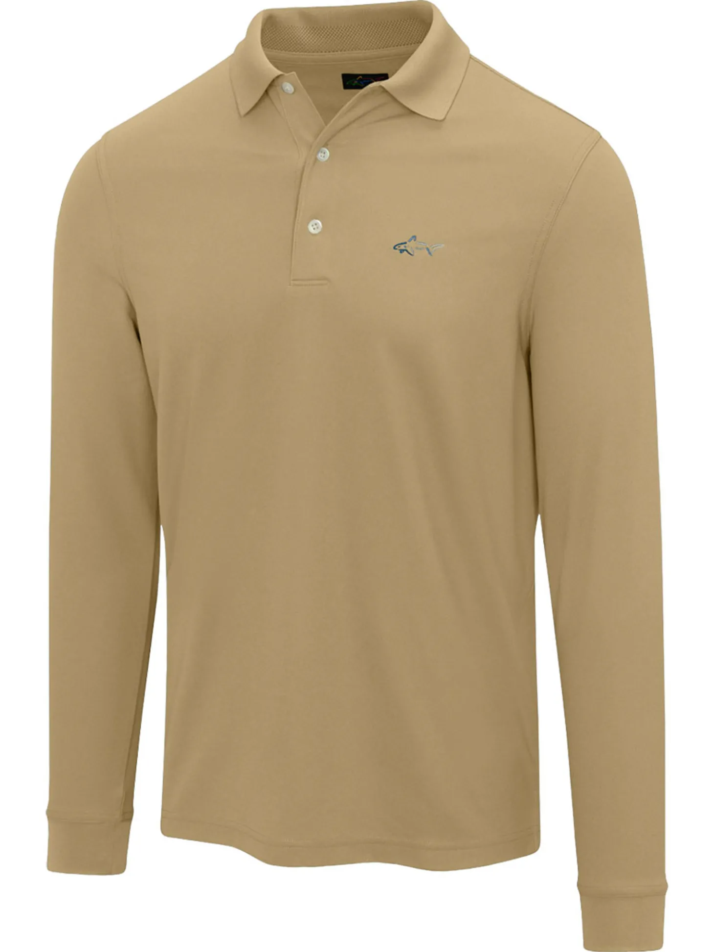 Greg Norman Long Sleeve Pique Shark Polo - Warm Sand