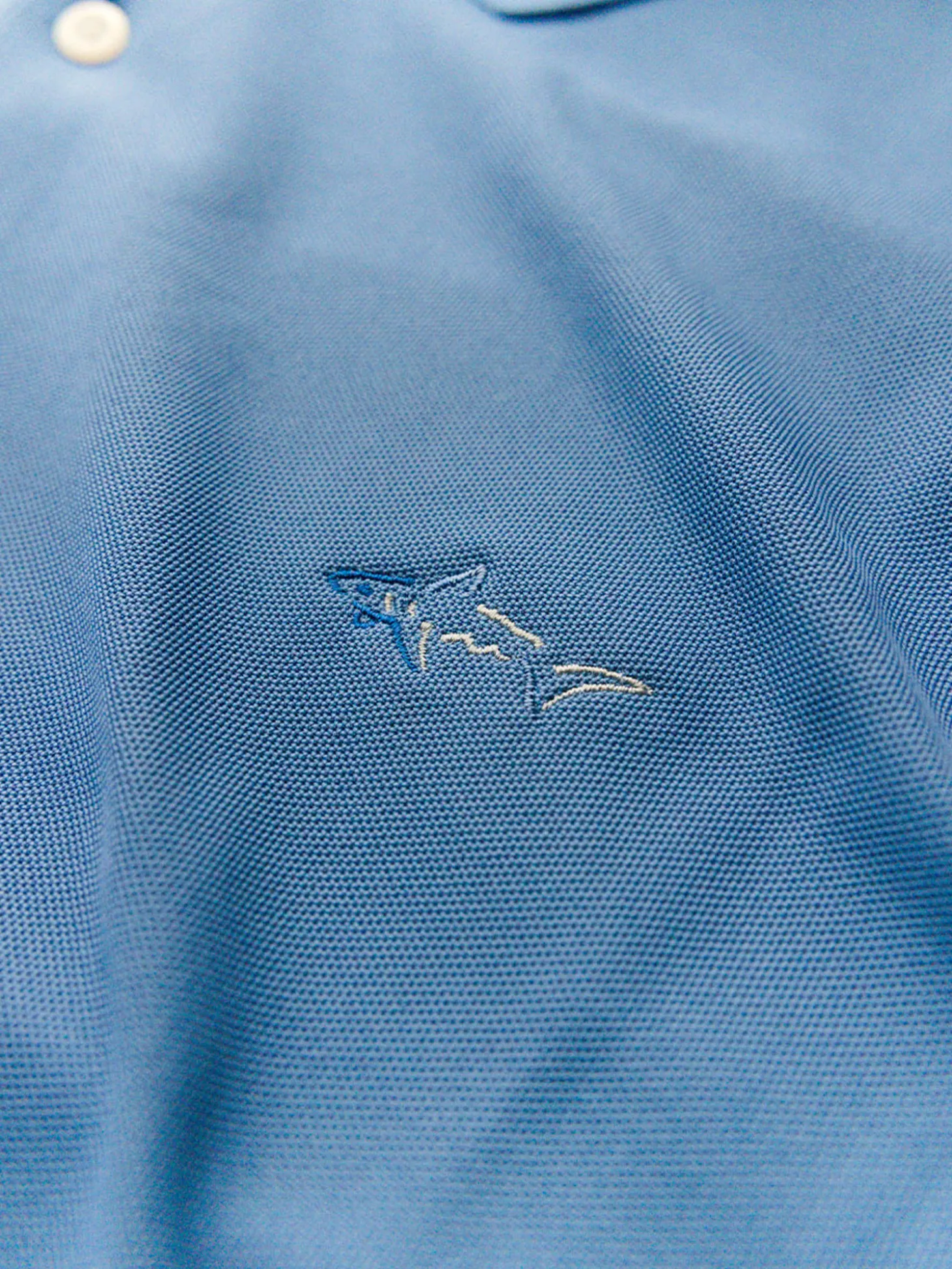 Greg Norman Long Sleeve Pique Shark Polo - Riverside Blue