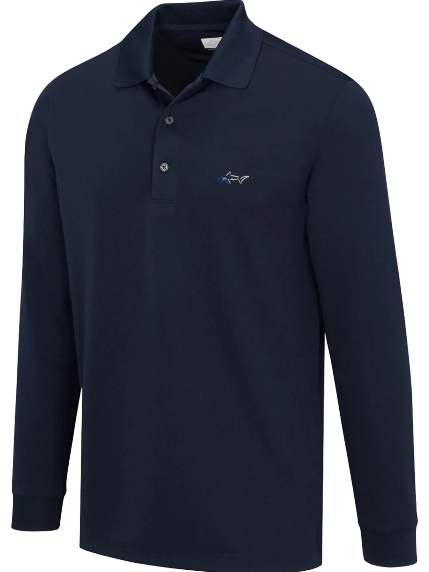 Greg Norman Long Sleeve Pique Shark Polo - Navy