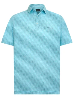 Greg Norman ML75 Diamond Print Polo - Cool Aqua
