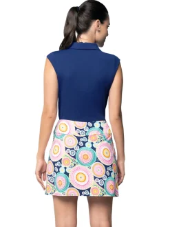 IBKUL Leona Print Layered Skort (17.25") - Navy Multi